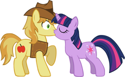 Size: 2703x1664 | Tagged: safe, artist:ludiculouspegasus, derpibooru import, braeburn, twilight sparkle, braelight, crack shipping, female, male, shipping, straight, twiburn