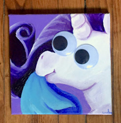 Size: 1024x1041 | Tagged: safe, artist:colorsceempainting, rarity, pony, unicorn, female, googly eyes, mare, painting, smiling, solo, traditional art