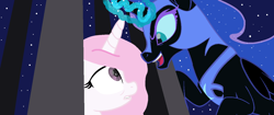 Size: 1360x572 | Tagged: safe, artist:amberofthemudsand, nightmare moon, princess celestia, alicorn, pony, my little pony: the movie, pink-mane celestia