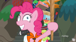 Size: 845x467 | Tagged: safe, screencap, pinkie pie, pony, ppov, derp, discovery family logo, faic, pinkie derp, solo