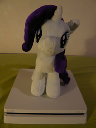 Size: 576x768 | Tagged: safe, artist:ultrathehedgetoaster, rarity, pony, unicorn, 4de, playstation, playstation 4, plushie