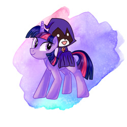 Size: 512x512 | Tagged: safe, artist:mori, derpibooru import, twilight sparkle, crossover, pixiv, raven (teen titans), teen titans, teen titans go, voice actor joke