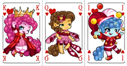 Size: 3072x1585 | Tagged: safe, artist:dedonnerwolke, cheese sandwich, party favor, pinkie pie, anthro, card, party trio, playing card