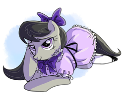 Size: 500x385 | Tagged: safe, artist:yulyeen, octavia melody, earth pony, pony, ask, ask lolitavia, clothes, dress, mary janes, socks, solo, tumblr