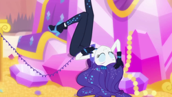 Size: 1920x1080 | Tagged: safe, screencap, rarity, better together, equestria girls, the other side, beautiful, bedroom eyes, bodysuit, diamond, eyes closed, high heels, jewelry, lidded eyes, phone, shoes, solo