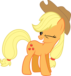 Size: 7617x8226 | Tagged: safe, artist:the-mad-shipwright, applejack, earth pony, pony, friendship is magic, absurd resolution, simple background, solo, transparent background, vector, wink