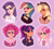 Size: 2900x2600 | Tagged: safe, artist:villjulie, derpibooru import, applejack, fluttershy, pinkie pie, rainbow dash, rarity, twilight sparkle, human, clothes, cowboy hat, digital art, ear piercing, elf ears, female, flower, flower in hair, freckles, hat, humanized, lipstick, mane six, piercing, smiling, stetson