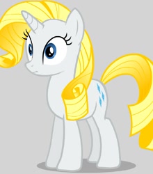 Size: 946x1073 | Tagged: artist needed, safe, rarity, pony, unicorn, alternate hair color, blonde, female, gray background, recolor, simple background, solo