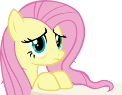 Size: 12684x9862 | Tagged: safe, artist:cyanlightning, fluttershy, pegasus, pony, .svg available, absurd resolution, simple background, solo, table, tired, transparent background, vector