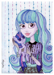 Size: 926x1284 | Tagged: safe, artist:nancyksu, derpibooru import, twilight sparkle, barely pony related, crossover, monster high, plushie, solo, twyla