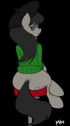 Size: 1000x1800 | Tagged: safe, artist:miketheuser, edit, octavia melody, earth pony, pony, bedroom eyes, clothes, hat, plot, plot rest, sitting, solo, sweater