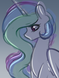 Size: 2406x3172 | Tagged: safe, artist:fluffymaiden, princess celestia, alicorn, pony, colored sketch, female, mare, missing accessory, simple background, solo