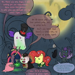 Size: 1000x1000 | Tagged: safe, artist:dreadcoffins, derpibooru import, twilight sparkle, twilight sparkle (alicorn), oc, oc:asterisk the witch, oc:corrie, oc:lucky, oc:page turner, oc:philososhy, oc:spectre spooks, alicorn, changeling, pony, comic, female, mare, nightmare night