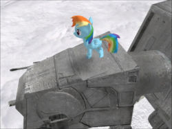 Size: 796x597 | Tagged: safe, derpibooru import, rainbow dash, pegasus, pony, at-at, hoth, mod, star wars, star wars battlefront 2