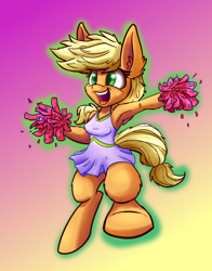 Size: 982x1250 | Tagged: safe, artist:heir-of-rick, applejack, anthro, unguligrade anthro, daily apple pony, armpits, cheerleader, cute, jackabetes, solo