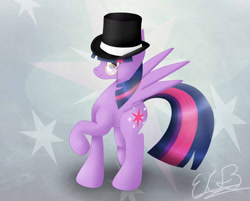 Size: 1280x1028 | Tagged: safe, artist:emerlees, derpibooru import, twilight sparkle, twilight sparkle (alicorn), alicorn, pony, female, hat, mare, monocle, solo, top hat