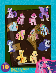 Size: 562x731 | Tagged: safe, derpibooru import, applejack, fluttershy, pinkie pie, rainbow dash, rarity, twilight sparkle, earth pony, pegasus, pony, unicorn, blind bag, duality, older, older applejack, older fluttershy, older pinkie pie, older rainbow dash, older rarity, self ponidox, time paradox, toy