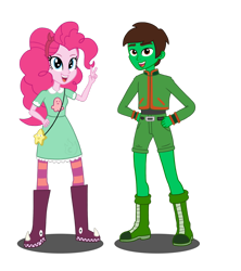 Size: 1024x1152 | Tagged: safe, artist:drawingaccount, pinkie pie, oc, oc:frost d. tart, equestria girls, clothes, cosplay, costume, crossover, equestria girls-ified, gon freecss, hunter x hunter, star butterfly, star vs the forces of evil