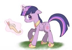 Size: 1234x852 | Tagged: safe, artist:fewderpewders, derpibooru import, twilight sparkle, twilight sparkle (alicorn), alicorn, pony, big crown thingy, blushing, female, mare, solo