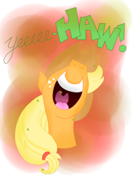 Size: 768x1024 | Tagged: safe, artist:andypriceart, artist:krazykari, applejack, earth pony, pony, solo, yeehaw