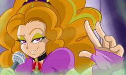 Size: 4300x2550 | Tagged: safe, artist:frankaraya, adagio dazzle, equestria girls, rainbow rocks, bedroom eyes, grin, humanized, looking at you, microphone, smirk, solo, these are not the droids you're looking for