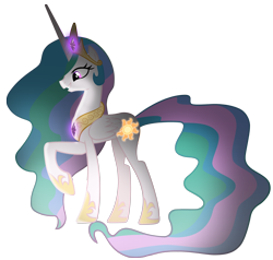 Size: 5000x4750 | Tagged: safe, artist:silentgriffon, princess celestia, alicorn, pony, absurd resolution, female, glowing cutie mark, glowing gems, mare, raised hoof, simple background, smiling, solo, transparent background