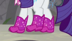 Size: 2208x1242 | Tagged: safe, screencap, rarity, pony, unicorn, the end in friend, boots, glitter boots, legs, pictures of legs, raised leg, shoes