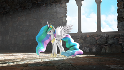 Size: 2560x1440 | Tagged: safe, artist:adorveya, princess celestia, alicorn, pony, 3d, solo, source filmmaker