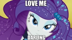 Size: 1280x720 | Tagged: safe, edit, edited screencap, screencap, rarity, better together, equestria girls, the other side, adorasexy, beautiful, beautisexy, bedroom eyes, bronybait, close-up, closeup on the face, clothes, cute, darling, dress, eyeshadow, fabulous, female, image macro, lidded eyes, looking at you, makeup, meme, sexy, smiling, solo, sparkles, text, this will end in kisses