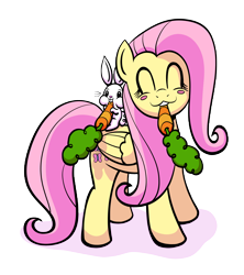 Size: 1600x1800 | Tagged: safe, artist:regularmouseboy, angel bunny, fluttershy, pegasus, pony, rabbit, animal, carrot, cute, eating, food, herbivore, horses doing horse things, shyabetes