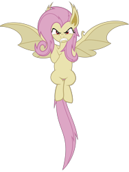 Size: 4500x6000 | Tagged: safe, artist:magister39, fluttershy, bat pony, pony, absurd resolution, angry, flutterbat, flutterrage, gritted teeth, race swap, simple background, solo, spread wings, transparent background, vector