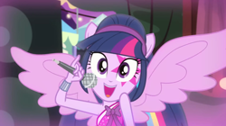 Size: 1440x808 | Tagged: safe, derpibooru import, screencap, twilight sparkle, twilight sparkle (alicorn), alicorn, equestria girls, perfect day for fun, rainbow rocks, cute, ponied up, spread wings, twiabetes