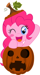 Size: 2662x4972 | Tagged: safe, artist:james-li, pinkie pie, earth pony, pony, food, jack-o-lantern, pumpkin, simple background, solo, transparent background