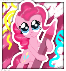 Size: 1400x1500 | Tagged: safe, artist:bvsquare, pinkie pie, earth pony, pony, crayon, female, mare, pink coat, pink mane, solo