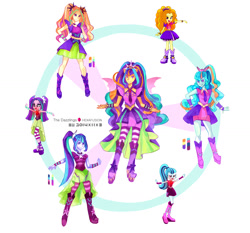 Size: 1500x1400 | Tagged: safe, artist:s0901, adagio dazzle, aria blaze, sonata dusk, equestria girls, rainbow rocks, fusion, fusion diagram, hexafusion, sleeveless, the dazzlings, this isn't even my final form