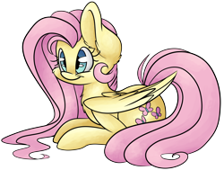 Size: 7408x5615 | Tagged: safe, artist:cutepencilcase, fluttershy, pegasus, pony, absurd resolution, cute, prone, shyabetes, simple background, smiling, solo, transparent background