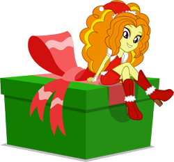 Size: 6449x6000 | Tagged: safe, artist:deathnyan, adagio dazzle, equestria girls, rainbow rocks, absurd resolution, breasts, delicious flat chest, flatdagio dazzle, hat, present, santa hat, simple background, solo, transparent background, vector