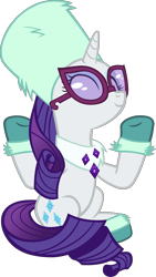 Size: 3083x5485 | Tagged: safe, artist:ironm17, rarity, pony, unicorn, best gift ever, boots, clothes, cute, eyes closed, female, glasses, mare, outfit, raribetes, scarf, shoes, simple background, sitting, smiling, solo, style, sunglasses, transparent background, vector, winter outfit