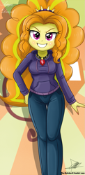 Size: 645x1321 | Tagged: safe, artist:the-butch-x, adagio dazzle, equestria girls, rainbow rocks, adoragio, adorasexy, beautiful, beautiful x, clothes, cute, explicit source, hand on hip, hoodie, sexy, solo, sunburst background