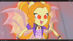 Size: 1366x768 | Tagged: safe, artist:jakeneutron, screencap, adagio dazzle, equestria girls, rainbow rocks, fin wings, glowing eyes, ponied up, youtube, youtube link