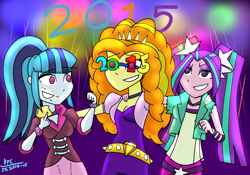 Size: 3000x2100 | Tagged: safe, artist:pixsoda, adagio dazzle, aria blaze, sonata dusk, equestria girls, new year, taco, the dazzlings