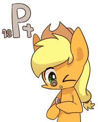 Size: 800x1000 | Tagged: safe, artist:joycall6, applejack, earth pony, pony, series:joycall6's periodic table, loupe, periodic table, platinum, solo