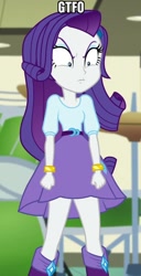 Size: 474x928 | Tagged: safe, edit, edited screencap, screencap, rarity, dance magic, equestria girls, spoiler:eqg specials, angry, caption, faic, gtfo, image macro, meme, text, vulgar