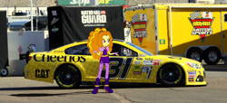 Size: 4752x2164 | Tagged: safe, adagio dazzle, equestria girls, rainbow rocks, car, chevrolet, equestria girls in real life, nascar, photo, race, race track, racecar, racing, ryan newman, solo, the dazzlings, vector