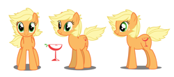 Size: 1280x566 | Tagged: safe, artist:flash equestria photography, applejack, oc, oc:sparkling cider, earth pony, pony, reference sheet, solo, ultimare universe