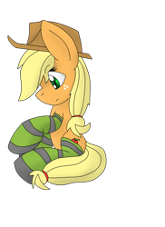 Size: 5100x7002 | Tagged: safe, artist:fisherfly, applejack, earth pony, pony, absurd resolution, clothes, simple background, sitting, socks, solo, striped socks, transparent background