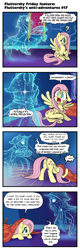 Size: 616x1920 | Tagged: safe, artist:pencils, fluttershy, ghost, mouse, pony, unicorn, comic:fluttershy's anti-adventures, astral projection, blanket, cape, chosen one, clothes, comic, coward, crying, delegating, dialogue, dock, eye contact, floating, hiding, looking at each other, open mouth, plot, question mark, raised hoof, rug, scared, speech bubble, spread wings, the chosen one