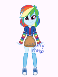 Size: 1536x2048 | Tagged: safe, artist:saltymango, derpibooru import, rainbow dash, equestria girls, alternate clothes, alternate hairstyle, converse, cute, looking at you, shoes, smiling, smiling at you, solo