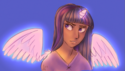 Size: 651x369 | Tagged: safe, artist:skippyrip, derpibooru import, twilight sparkle, twilight sparkle (alicorn), alicorn, human, horned humanization, humanized, solo, winged humanization