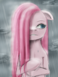 Size: 1200x1600 | Tagged: safe, artist:ashesdarkpony, pinkie pie, earth pony, pony, pinkamena diane pie, rain, solo